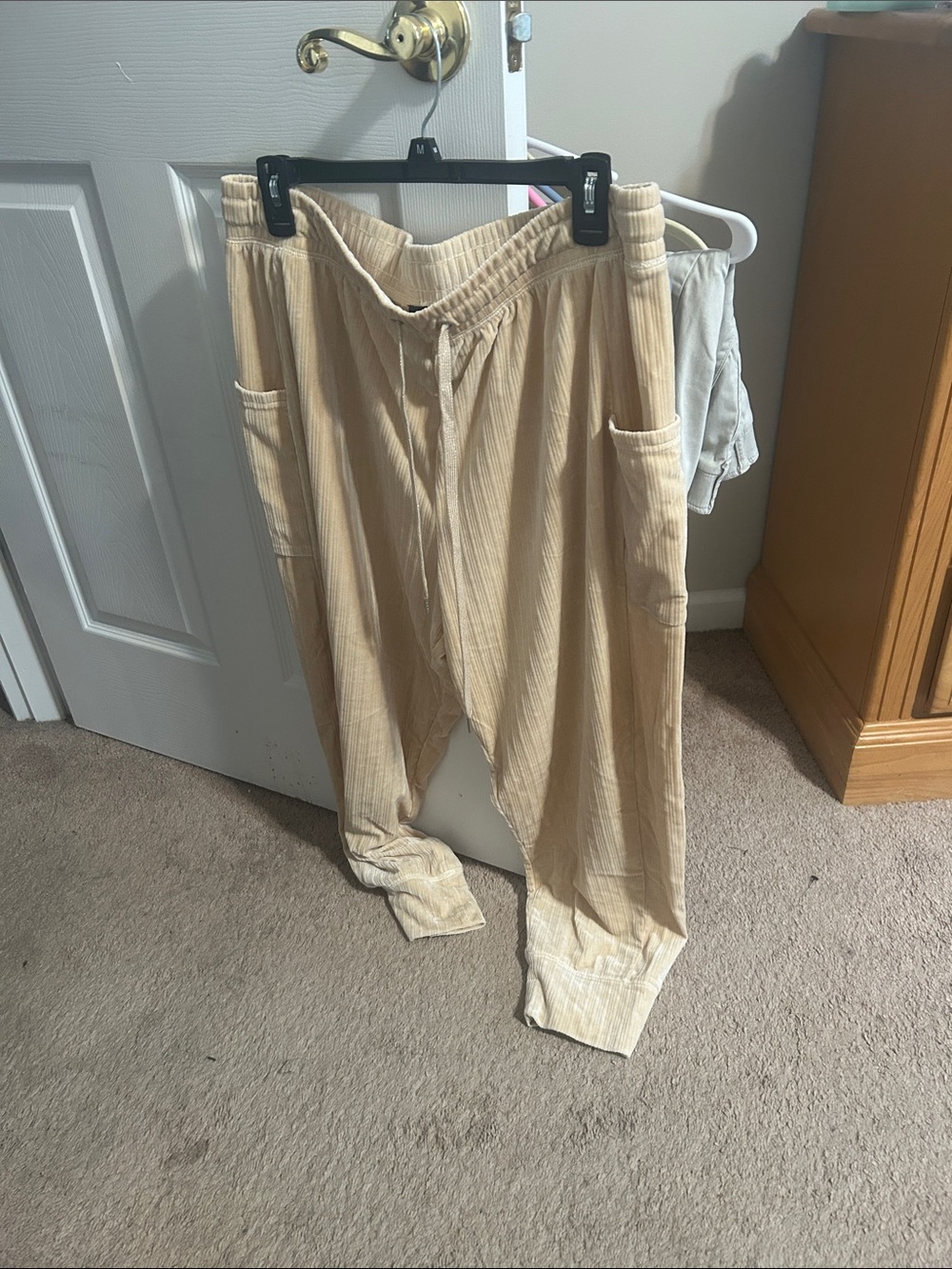 Zac & Rachel Light Beige Ribbed Drawstring Track Pants